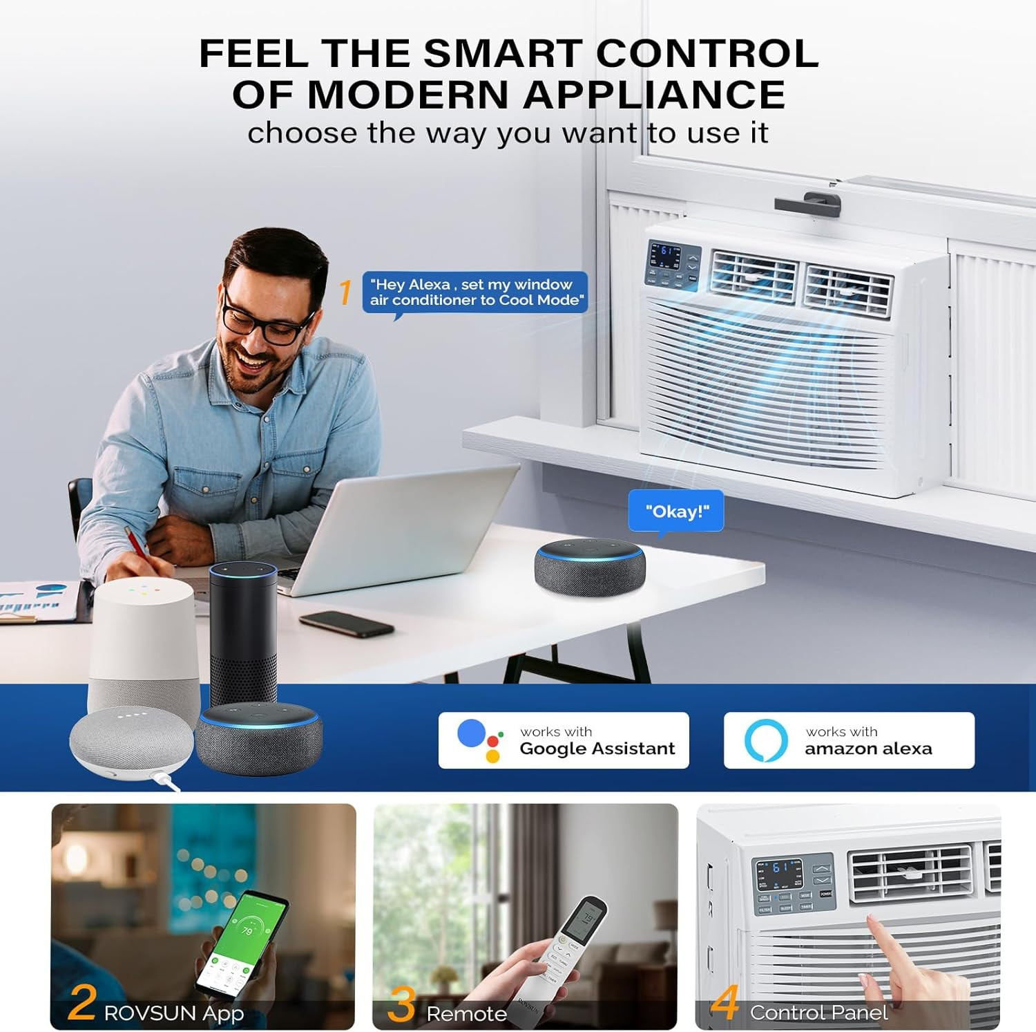 8000 BTU Window Air Conditioner with Heat, Window AC Unit & Heater Combo with AP