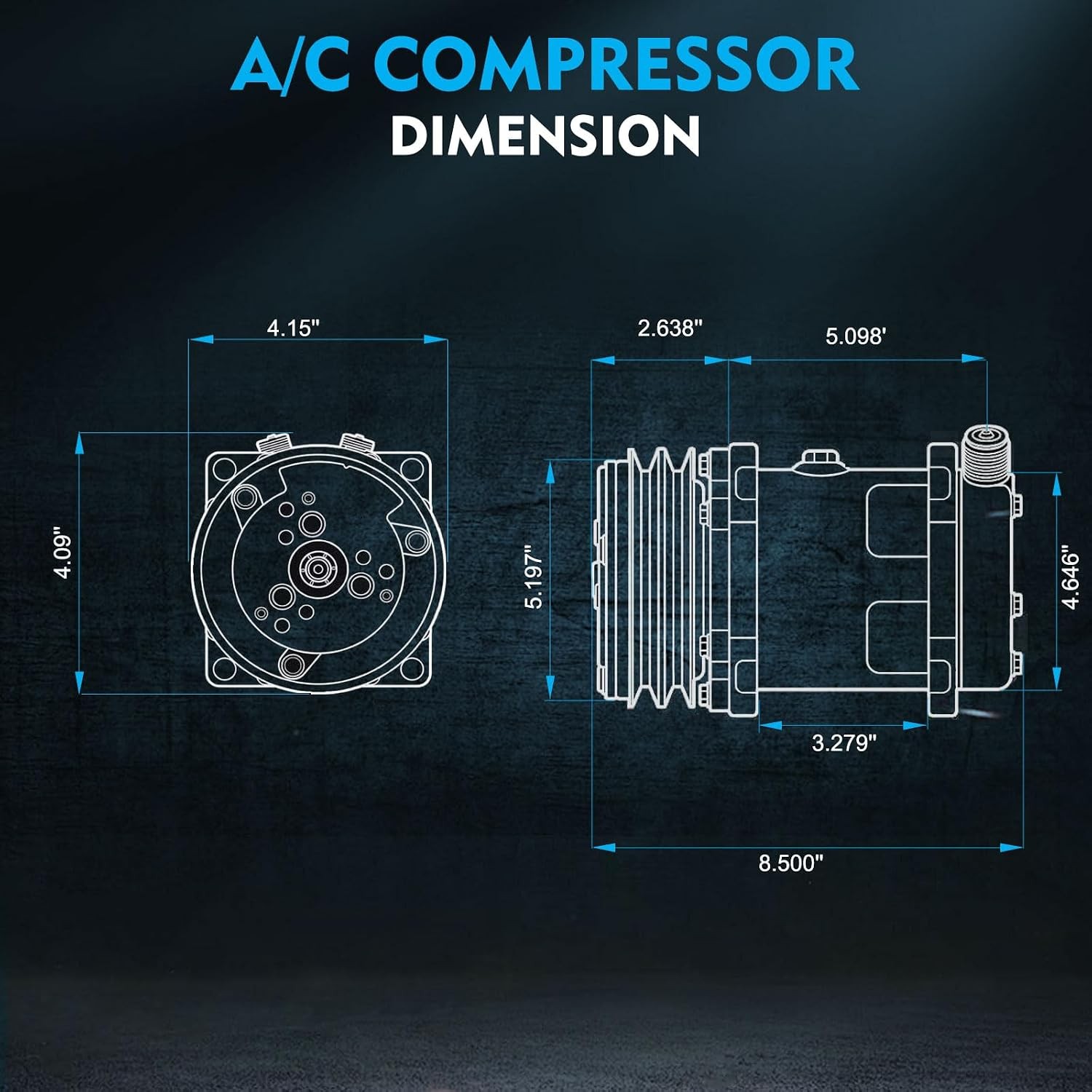 Universal AC Compressor with Clutch 2 Grooves Sanden 508 Air Conditioner