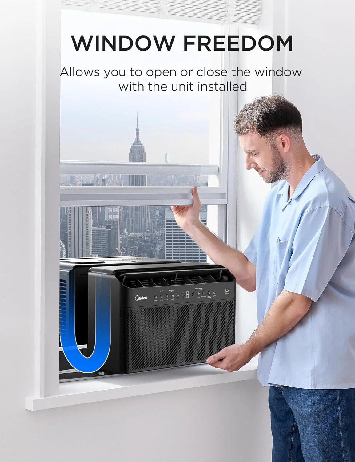 JET BLACK LIMITED EDITION Midea U Shaped Window Air Conditioner for Bedroom – 60