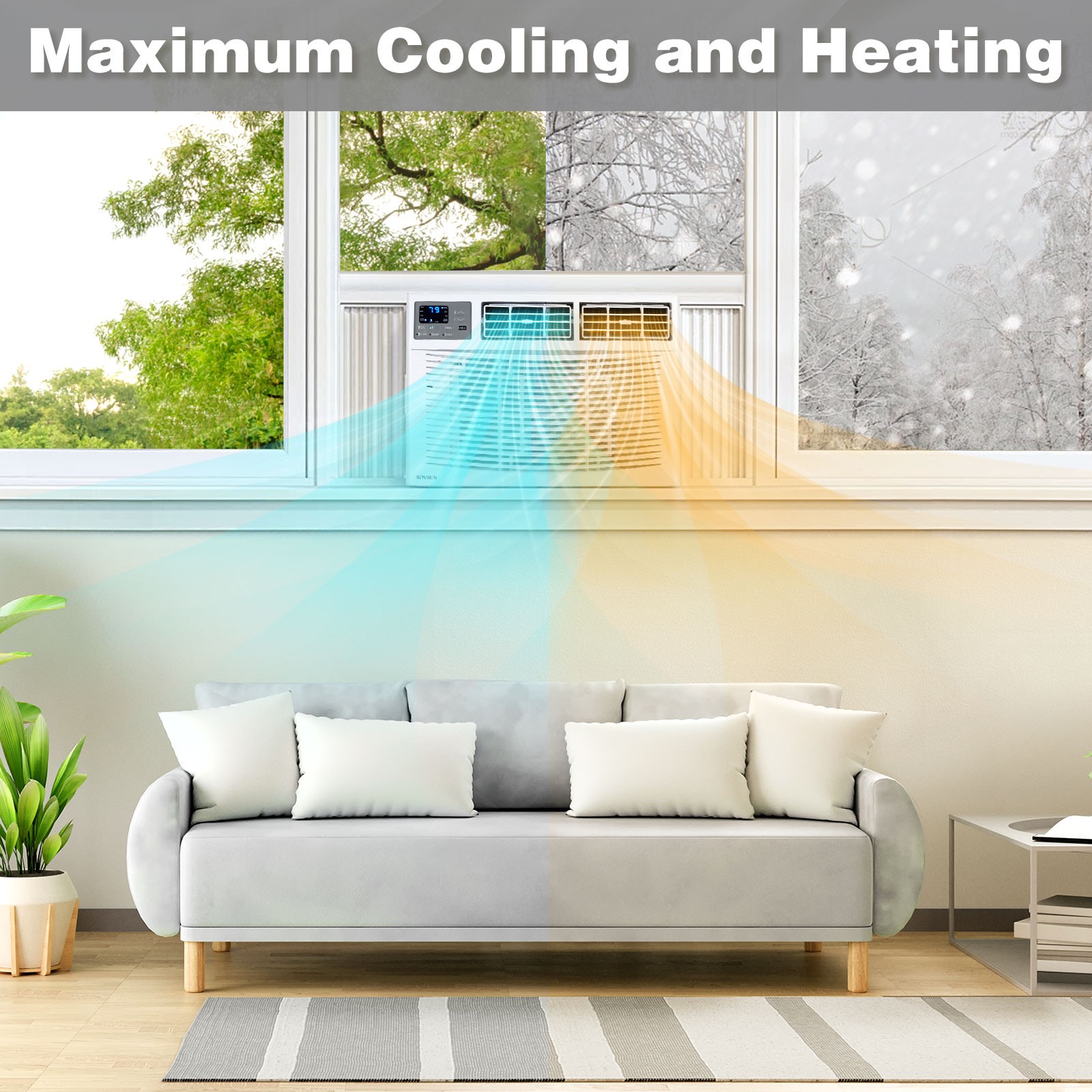 18000 BTU Window Air Conditioner w/ 10600 BTU Heater Wi-Fi Enabled 230V AC Unit