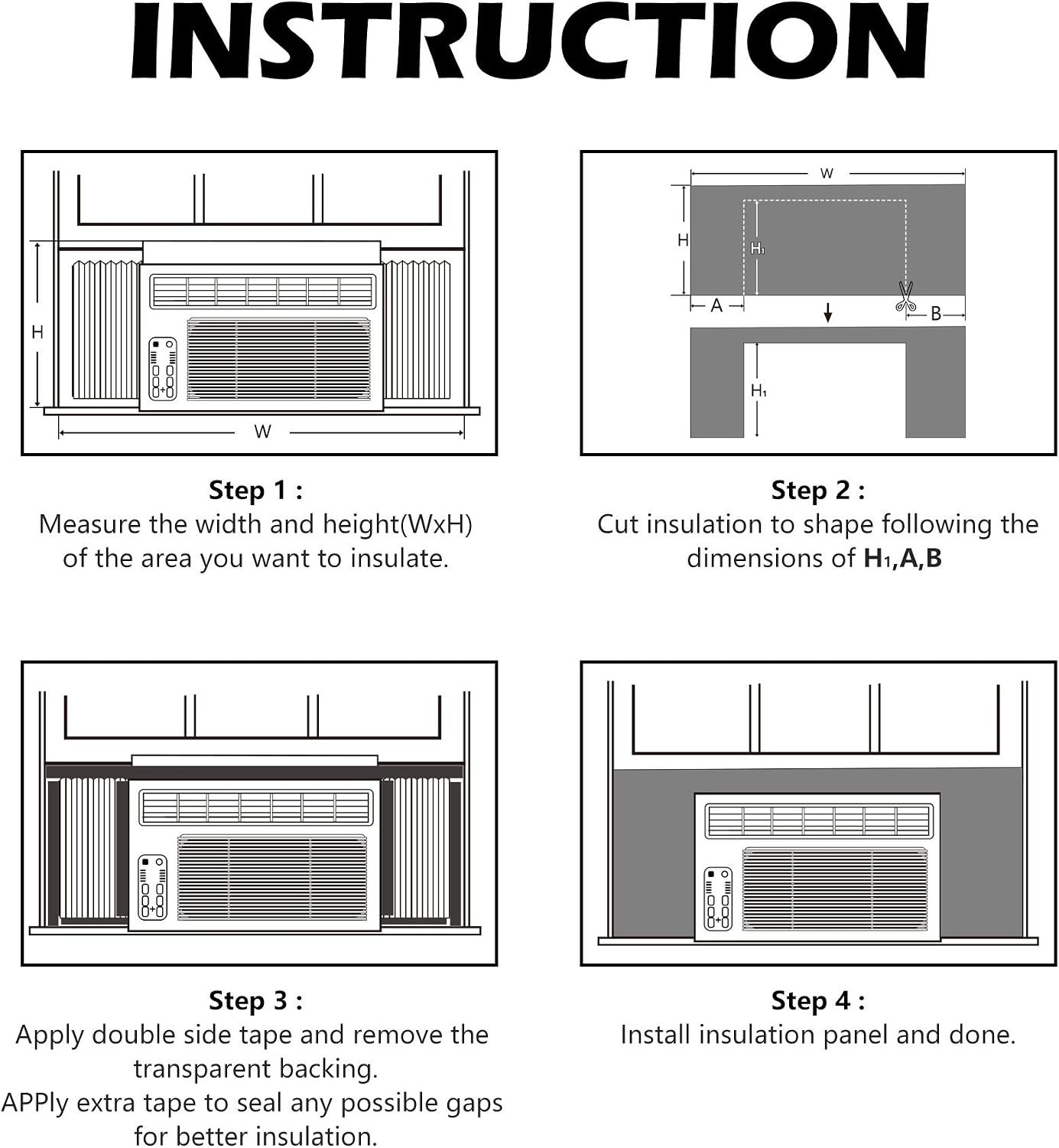 BJADE’S Window Air Conditioner Side Insulated Foam Panel, One-piece Full Surr…