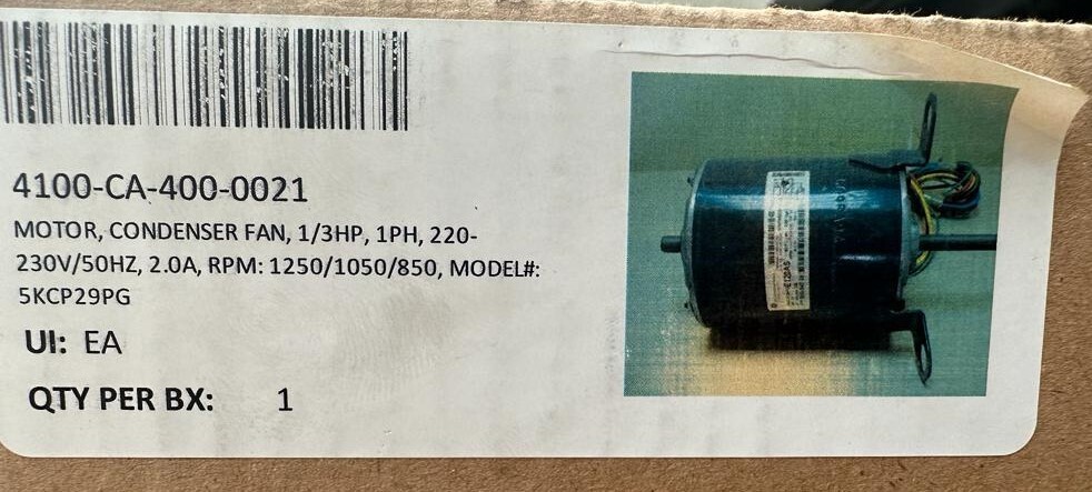 GE Motor Condenser Fan 1/3 HP Model # 5KCP29PG