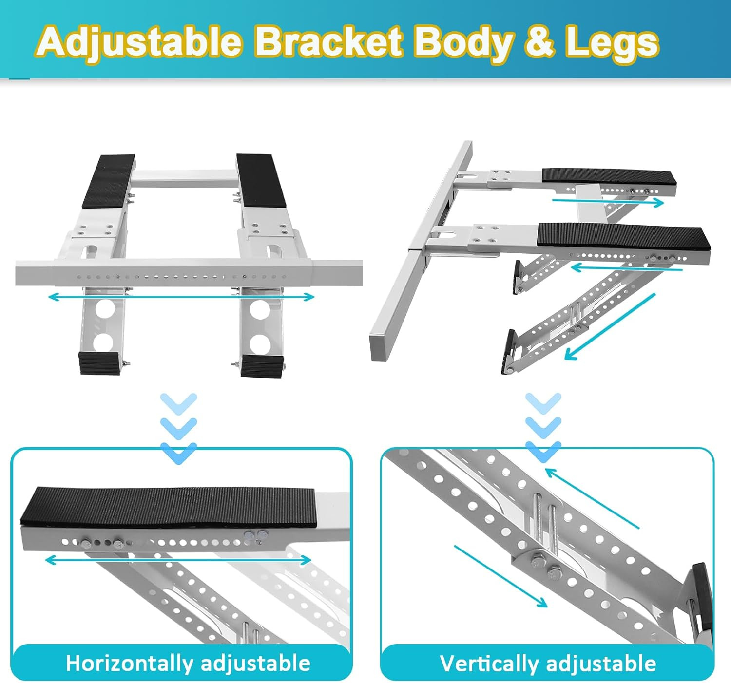 Heavy-Duty Adjustable No-Drill AC Bracket for 5000-24000 BTU Units