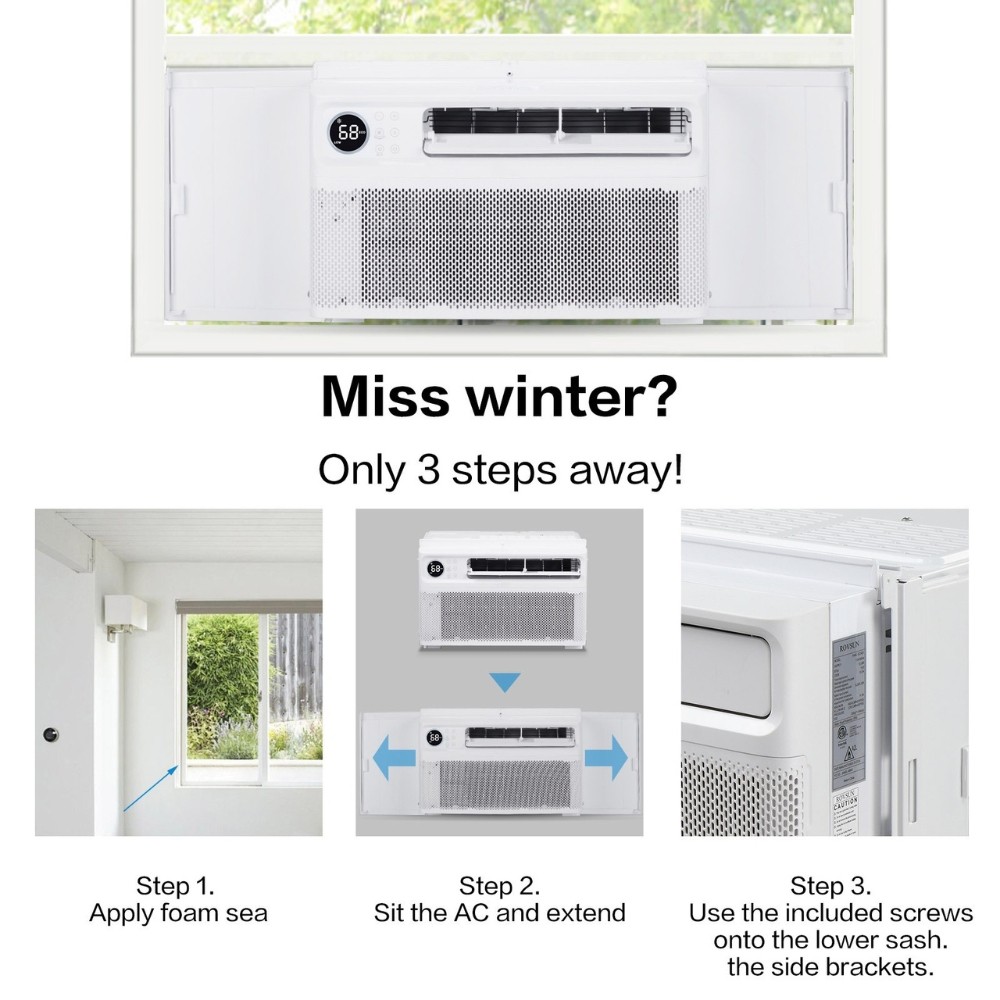 8000 BTU-12000 BTU Inverter Window Air Conditioner AC Unit Remote Apartment Home