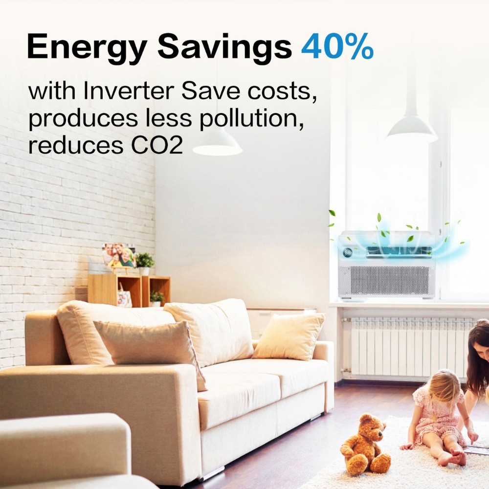 8000 BTU-12000 BTU Inverter Window Air Conditioner AC Unit Remote Apartment Home