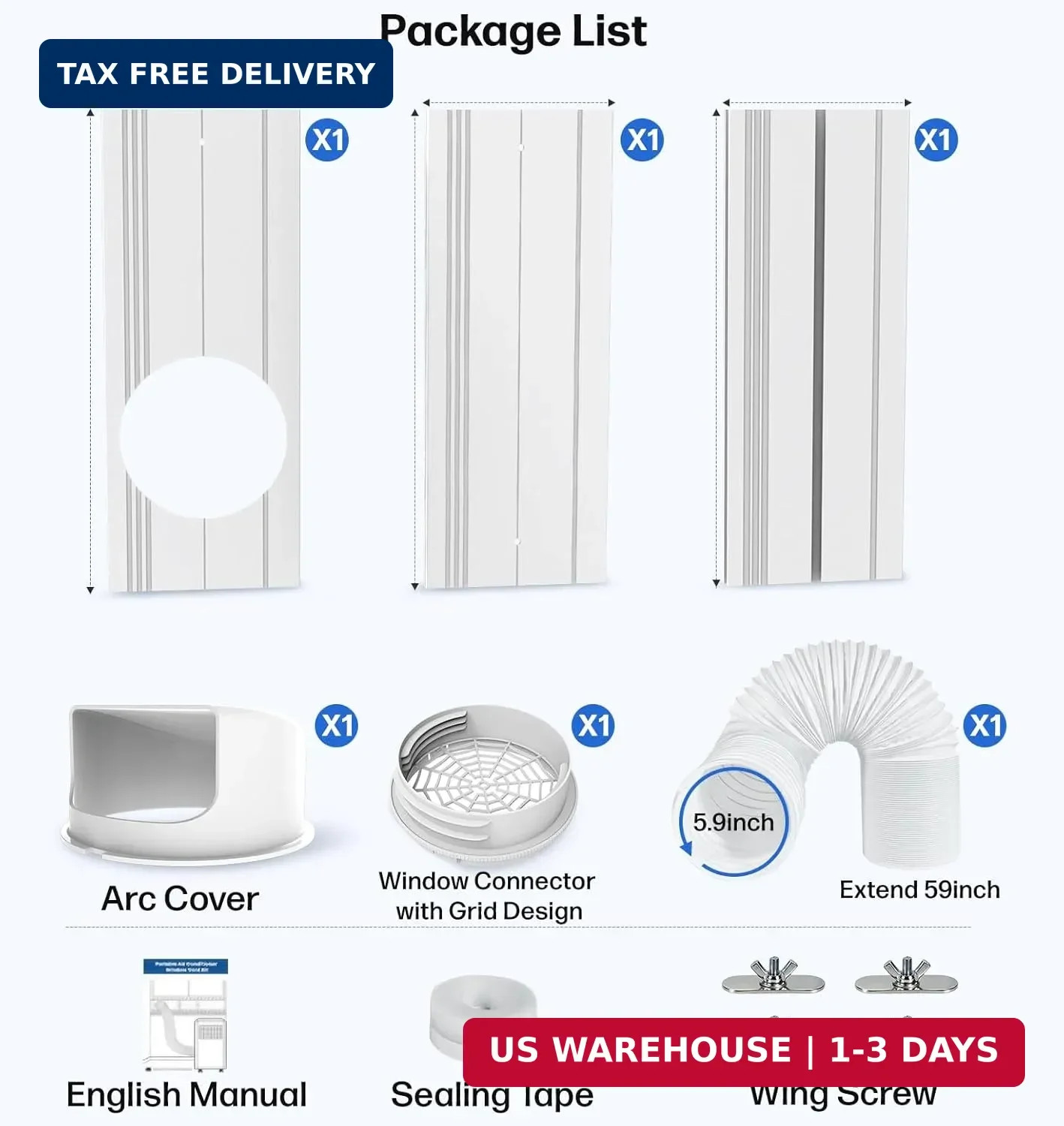 Portable Air Conditioner Window Seal Kit with 5.9″ Counter-Clockwise Threaded Ex