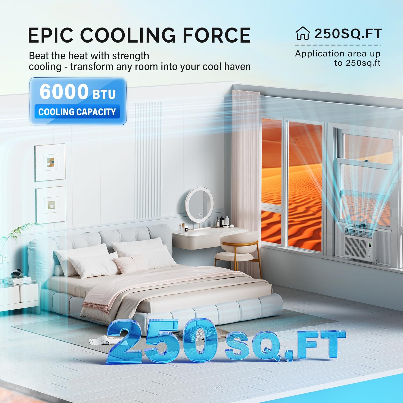 ROVSUN 5000 BTU 6000 BTU 115V Window Air Conditioner Cooling w/Remote Control