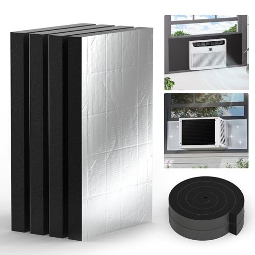 4 Pcs Window Air Conditioner Insulation Foam Panels, 17 x 9 x 1 Inch AC