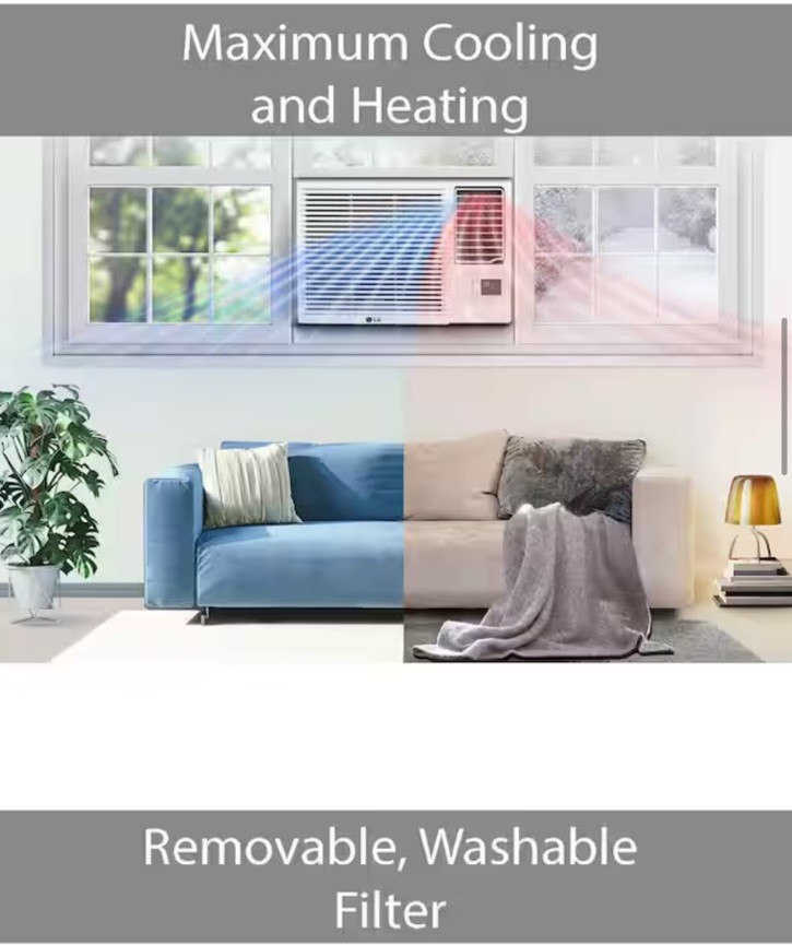 LG 18,000 BTU Window Air Conditioner Heat 230/208V 1,000 Sq.Ft. LW1823HR – WHITE