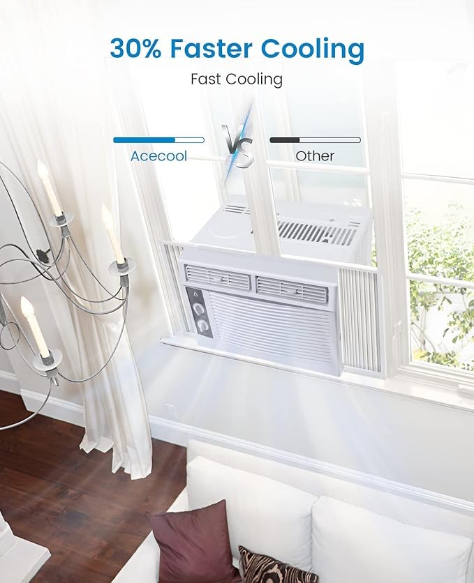 5000 BTU Window Air Conditioner AC Cools for Rooms150 Sq Ft with Manual Control