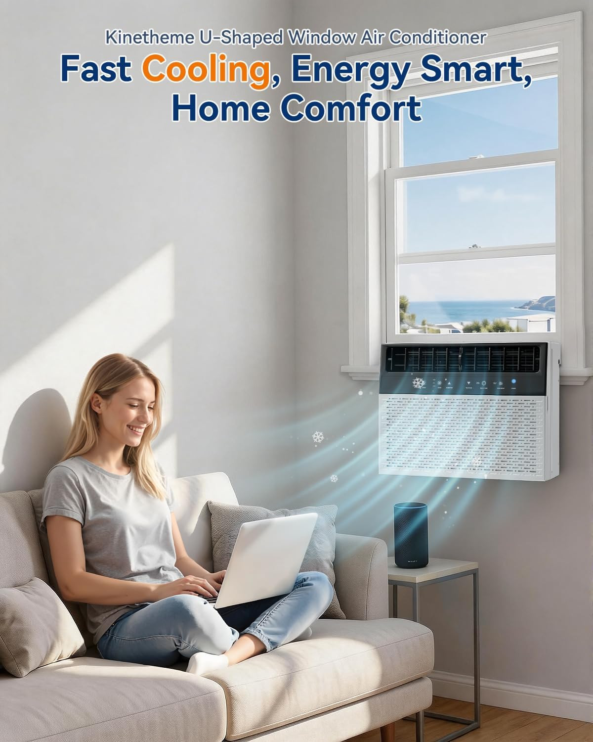 10,000 BTU U-Shaped Window Air Conditioner Unit, Cools up to 450 Sq. Ft for Room