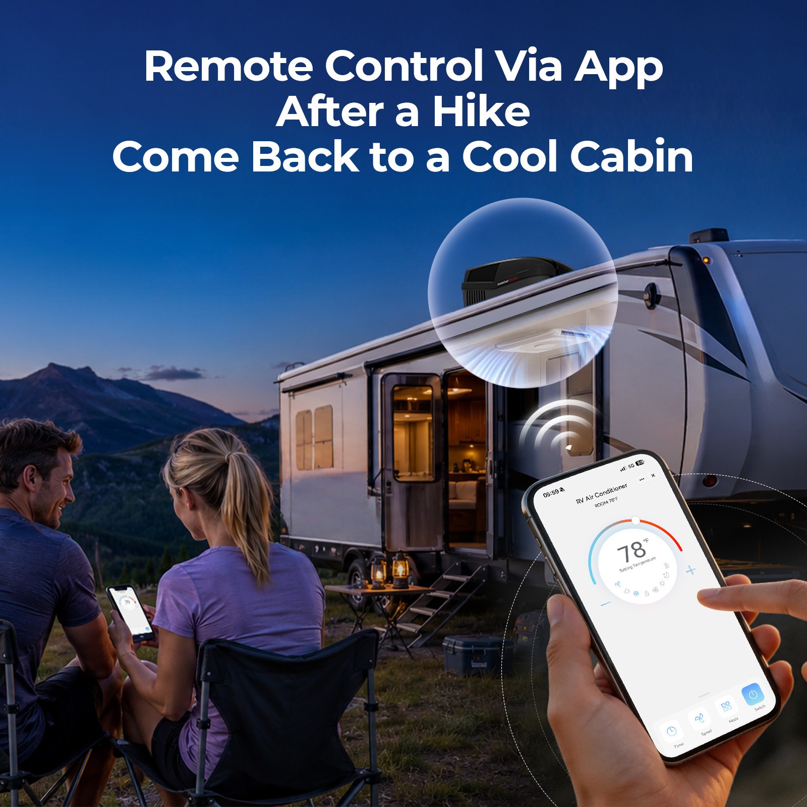 RV Air Conditioner Ducted 18,000 BTU Rooftop AC Camper Trailer WiFi Alexa Voice