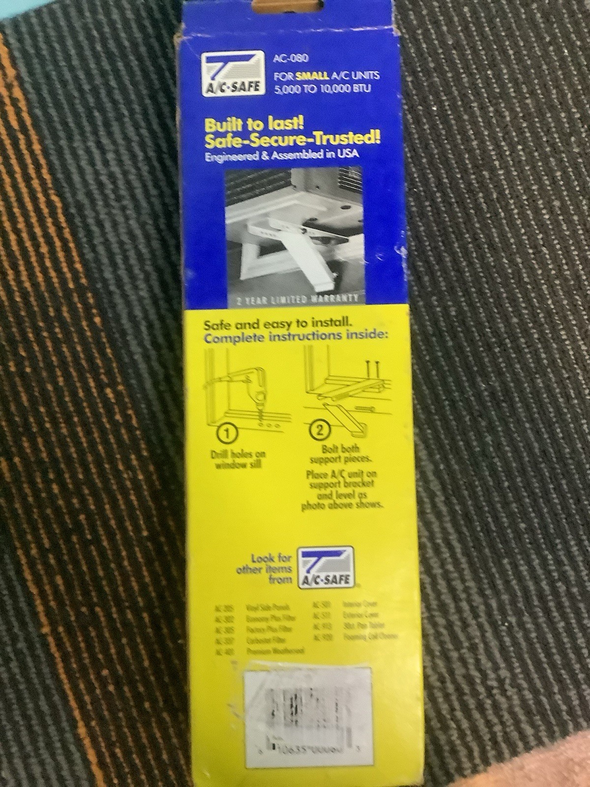 A/C Safe AC-080 Window Air Conditioner Support Bracket for Small Units to 80 lbs