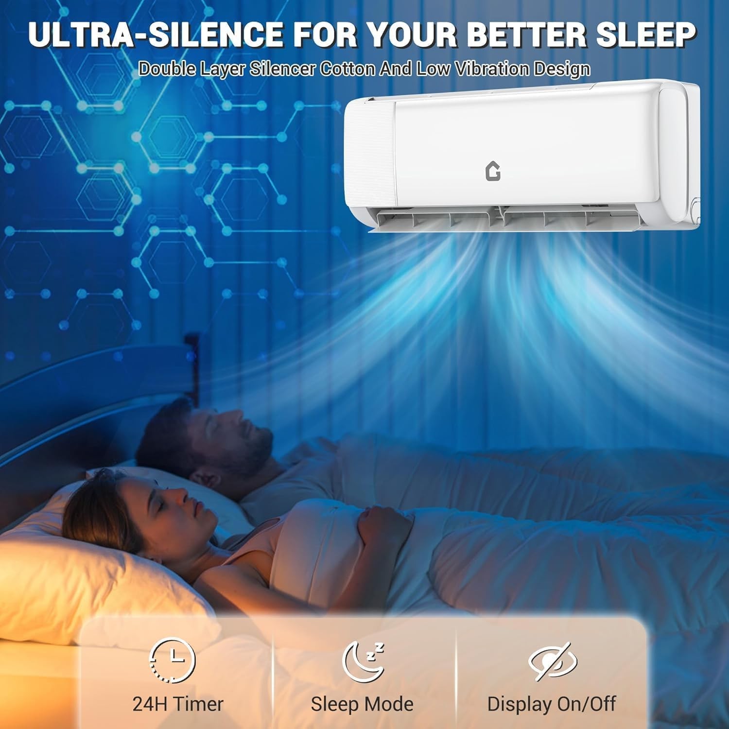 24000 BTU 21 SEER2 Mini Split Air Conditioner & Heat Pump 7 Modes WiFi & Alexa