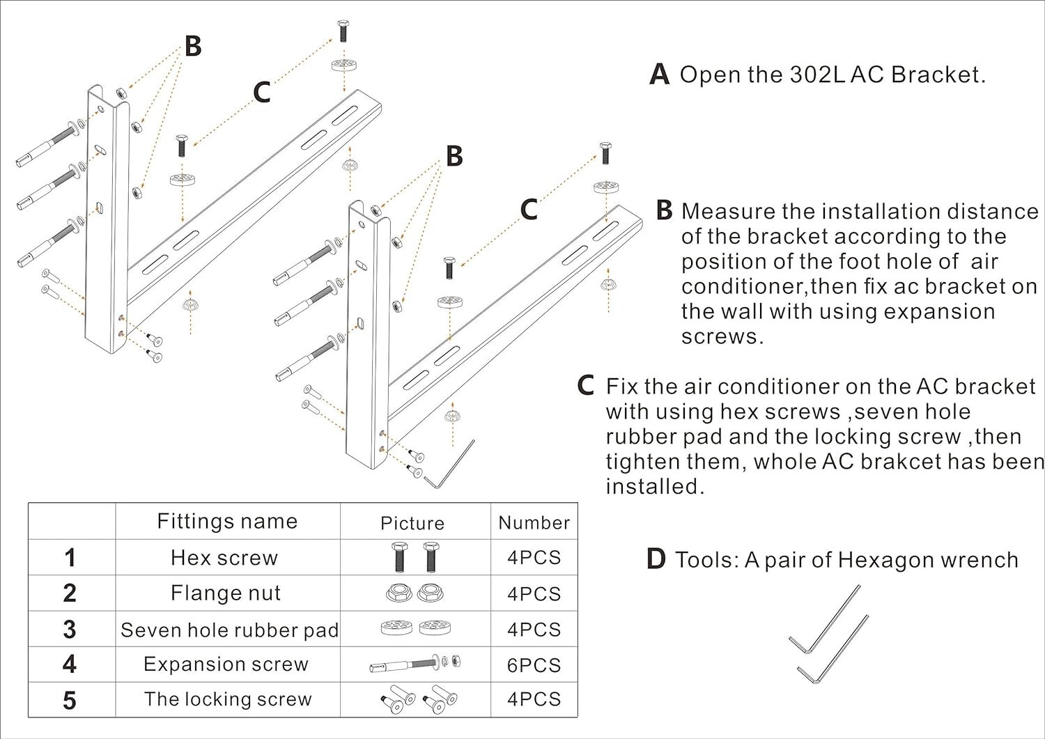 Heavy-Duty Steel Mounting Bracket for Mini Split AC – Versatile – 7000-24000 BTU