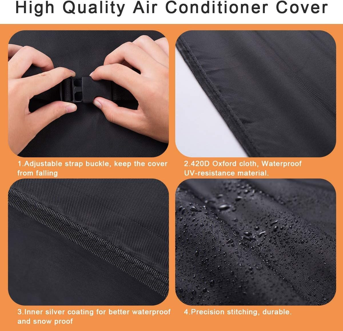 2 Pack Outdoor Window AC Unit Covers Black Waterproof Dust-Proof Insulation Prot