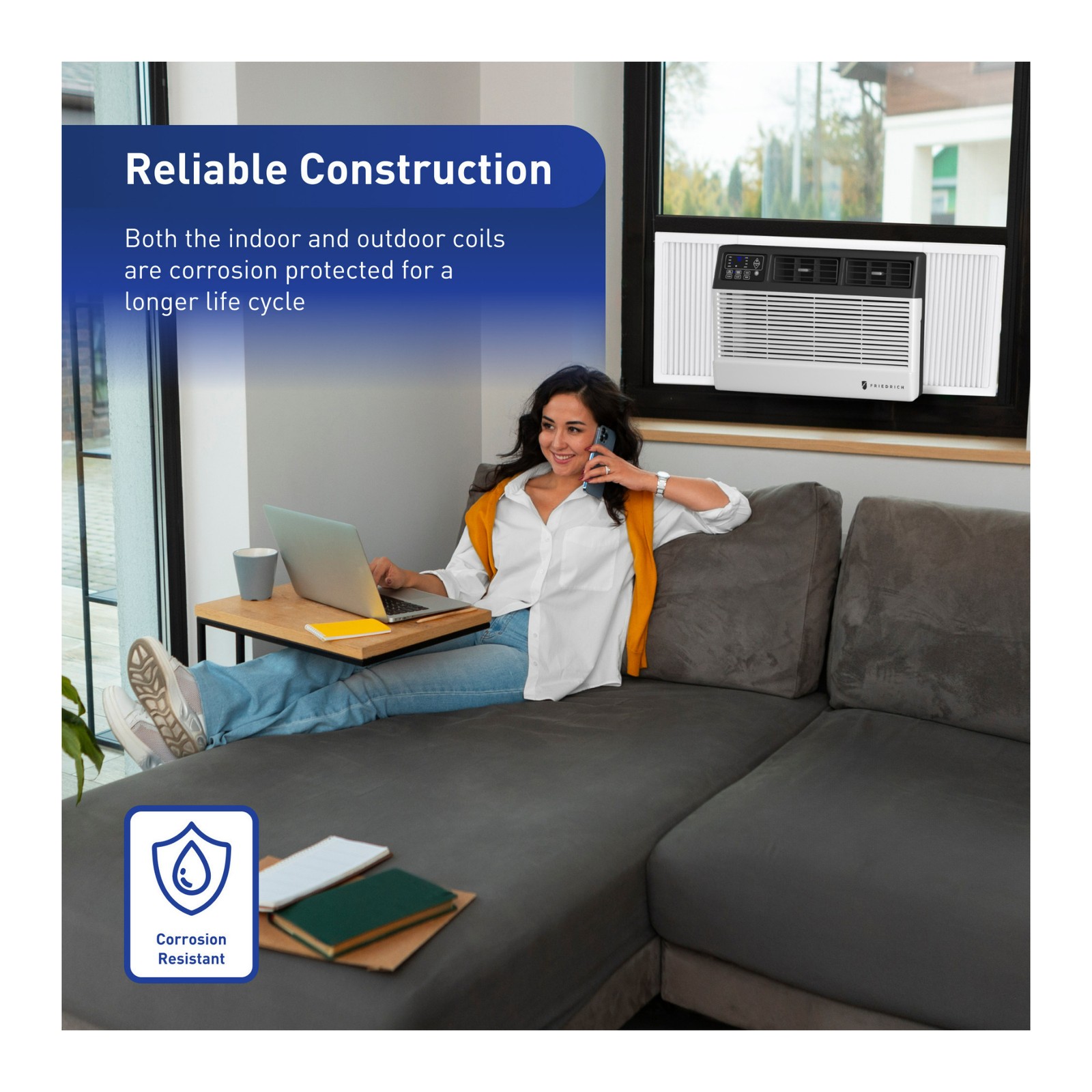 Friedrich CCF08B10C Chill Premier 8000 BTU Smart WiFi White Room Air Conditioner