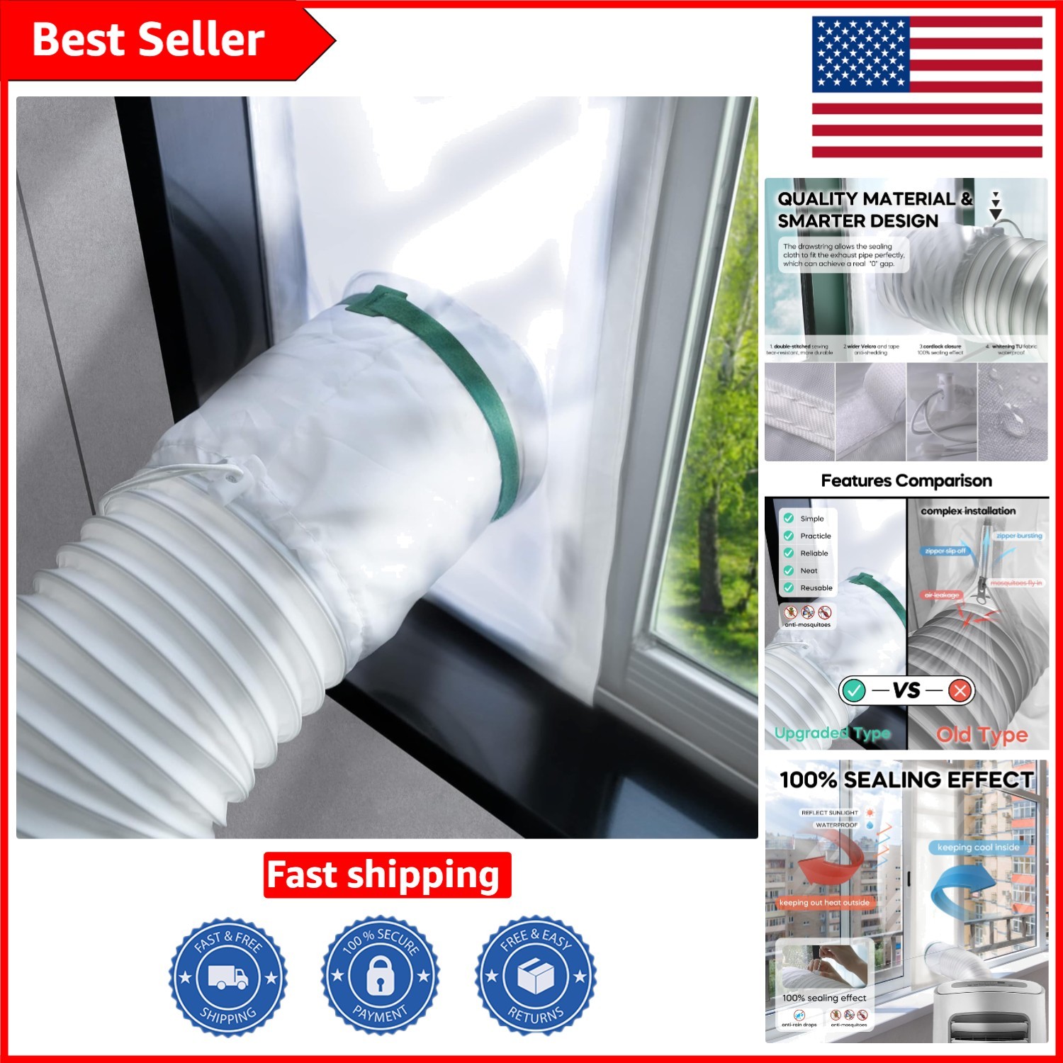 Smart Portable Window Vent Kit for AC – Waterproof, Easy to Install, Adjustable