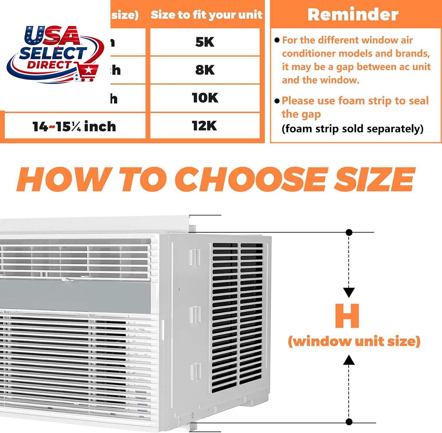 Adjustable Window Air Conditioner Side Panels Kit for 8,000 BTU Units
