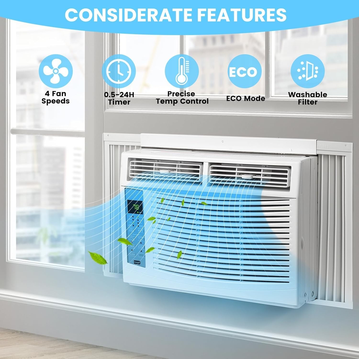 6000 BTU WiFi Window Air Conditioner with Remote & App, Cools 250 Sq. Ft., White