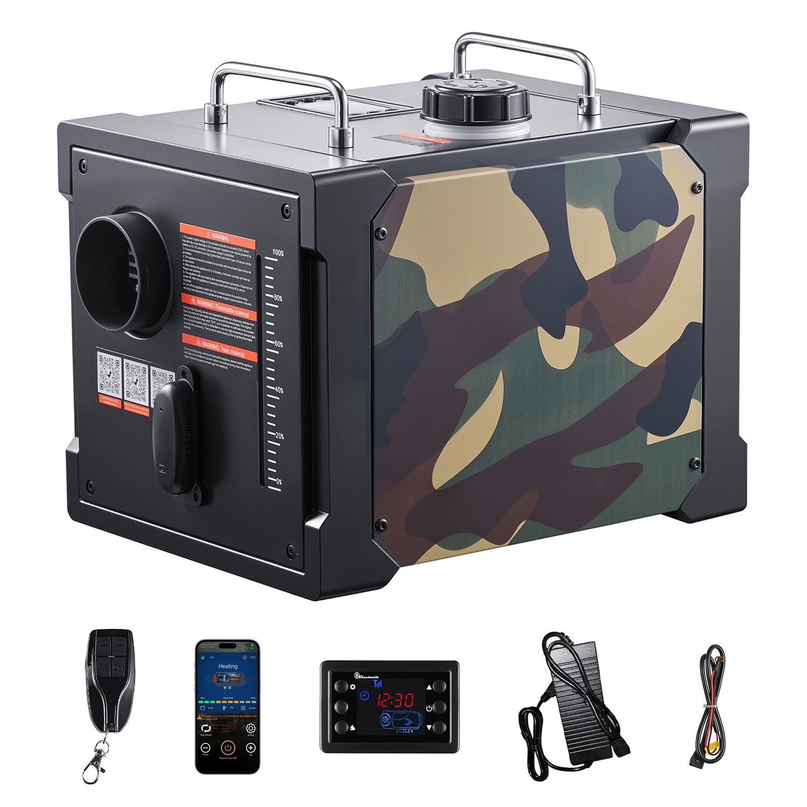 8KW 12V/ 24V Portable Diesel Air Heater with Bluetooth, Remote, LCD Screen