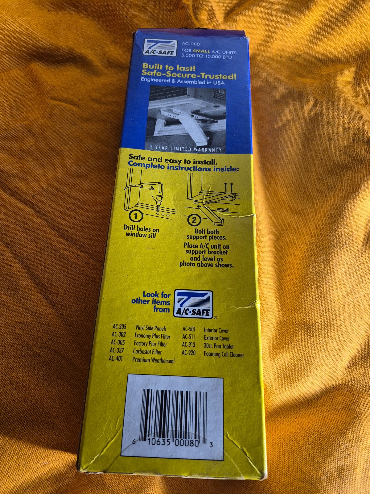 A/C Safe AC-080 Window Air Conditioner Support Bracket for Small Units to 80 lbs