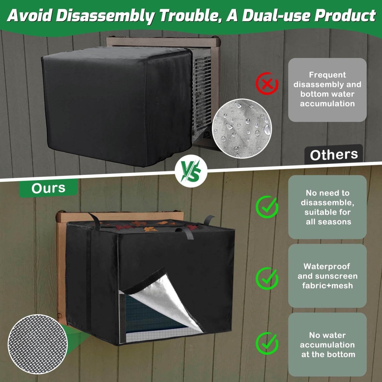 Outdoor Mesh Window Air Conditioner Cover – Waterproof, Dustproof, Insect Protec