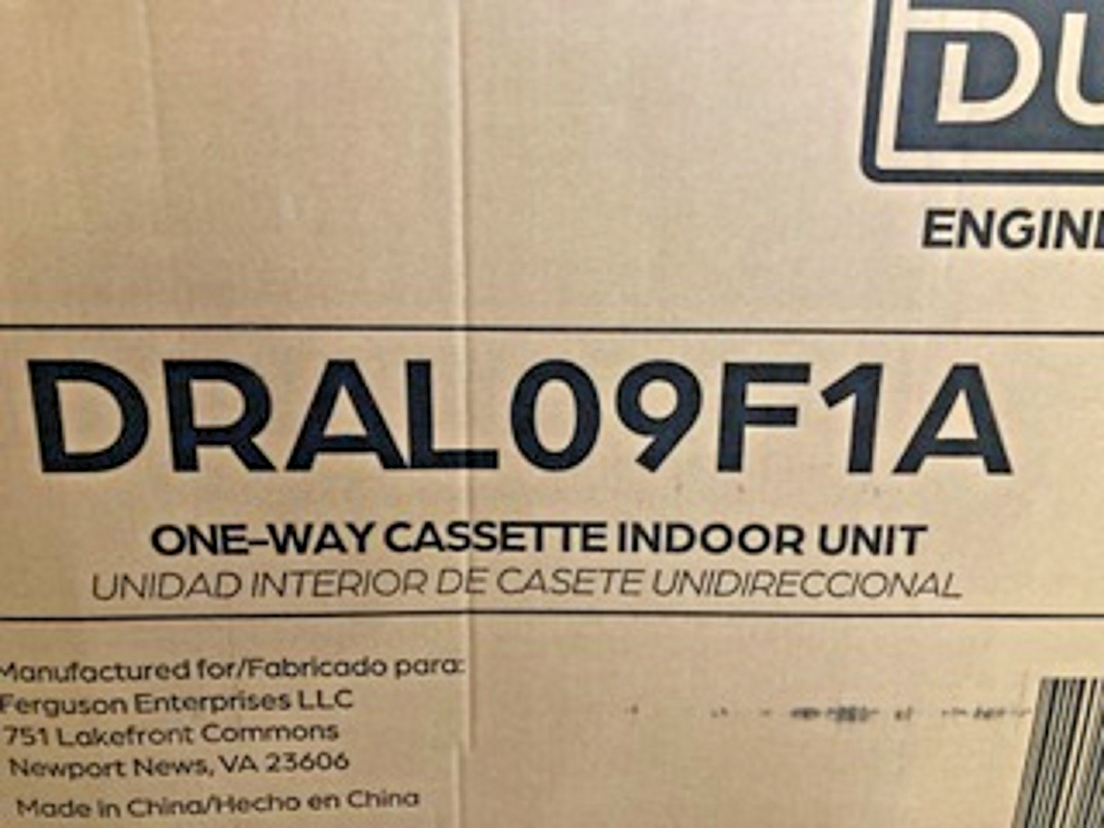 Durastar Air Conditioner DRAL09F1A One Way Cassette Indoor Unit