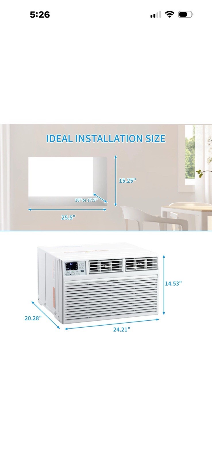 ROVSUN Window/Wall Air Conditioner 8000-14000 BTU White Remote App Control Wi-Fi