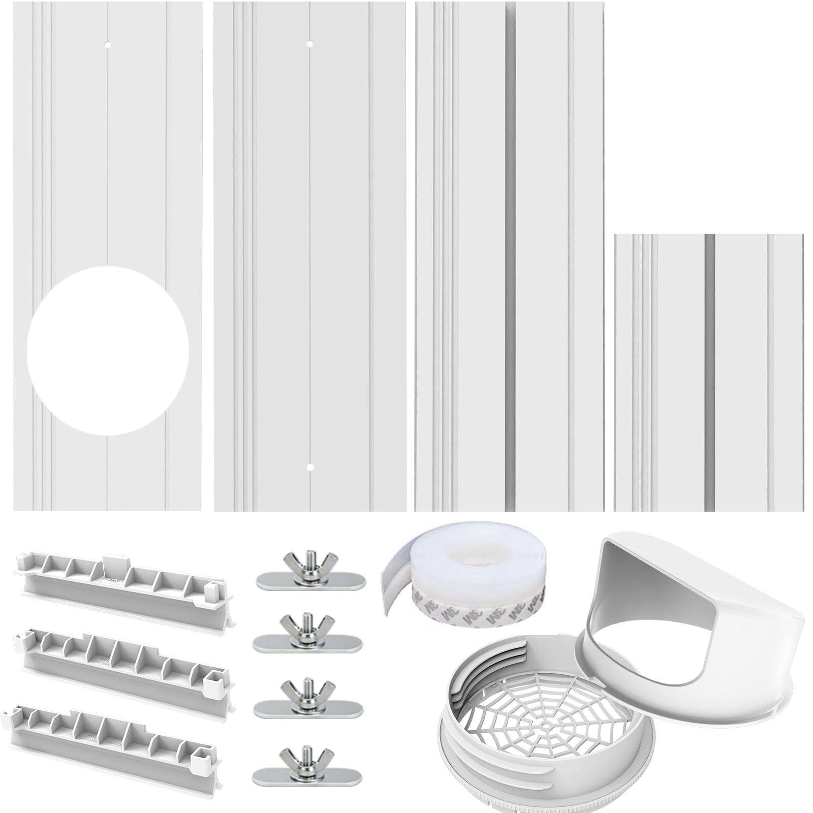 Portable Air Conditioner Window Vent Kit, 2-in-1 Coupler for 5″ & 5.9″ Hose, Sea