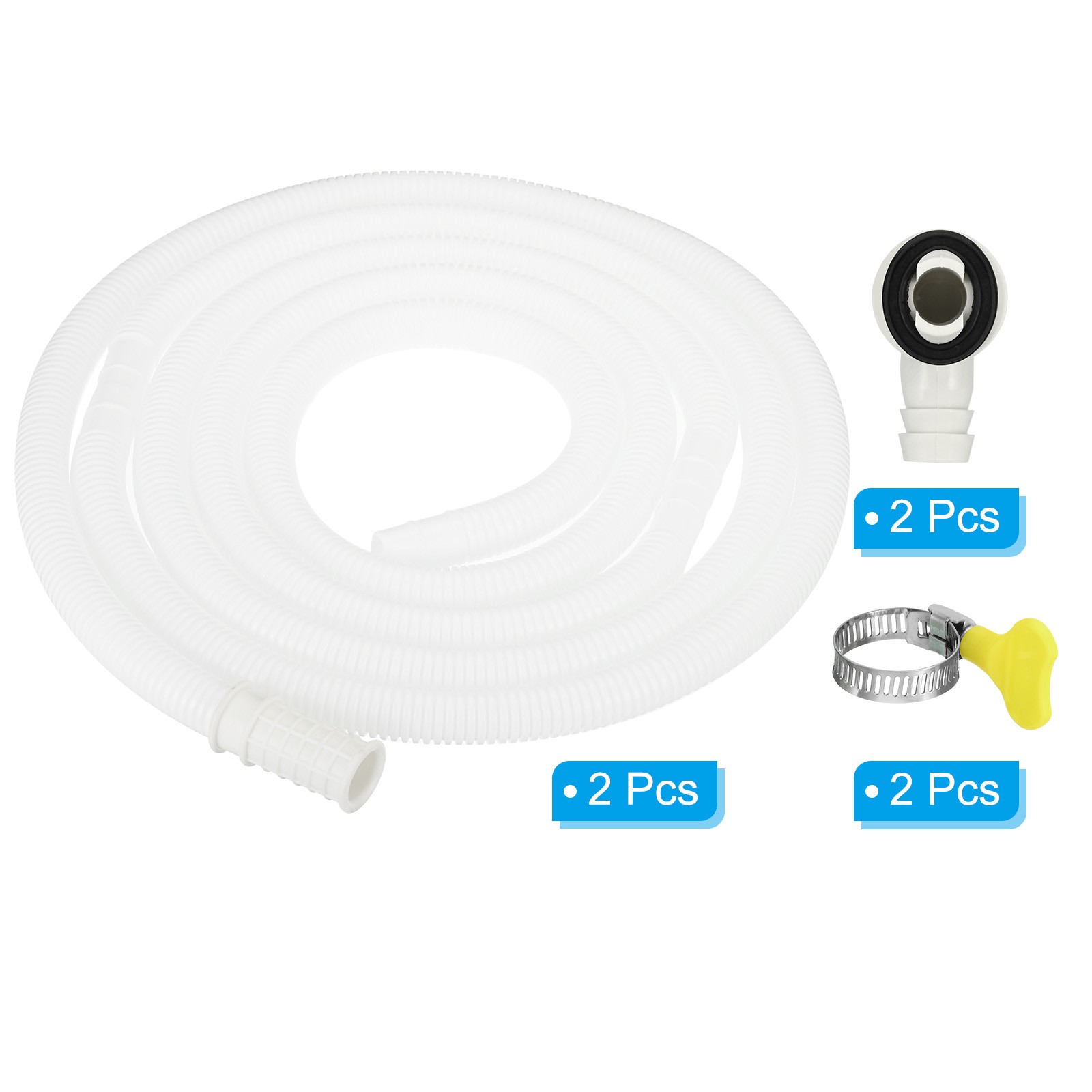 10ft Air Conditioner Drain Hose Kit, 2 Kit Universal Hose with Clamp, White
