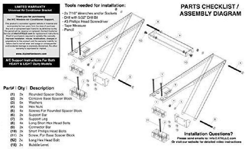 Window Air Conditioner Support Bracket Heavy Duty AC Unit Holder Mount Universal