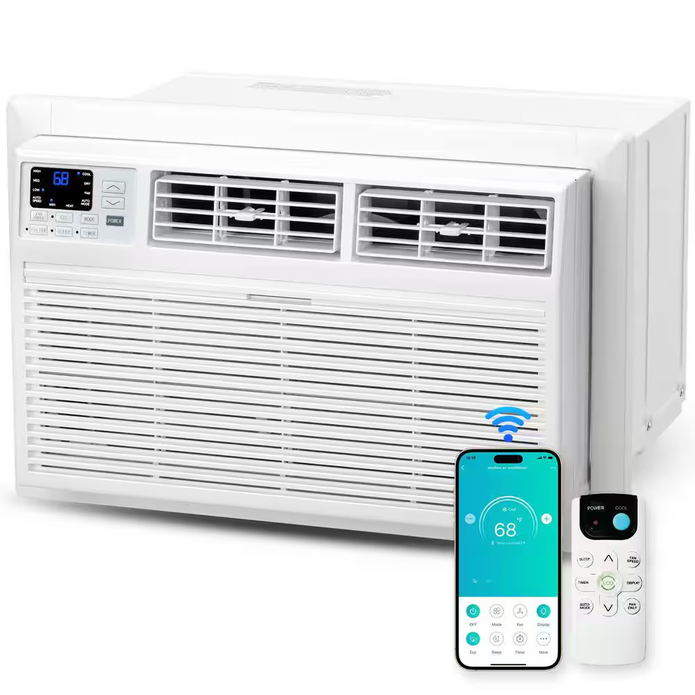 8,000 BTU (DOE) Wi-Fi Through-The-Wall Air Conditioner 350 Sq. Ft. with with Hea