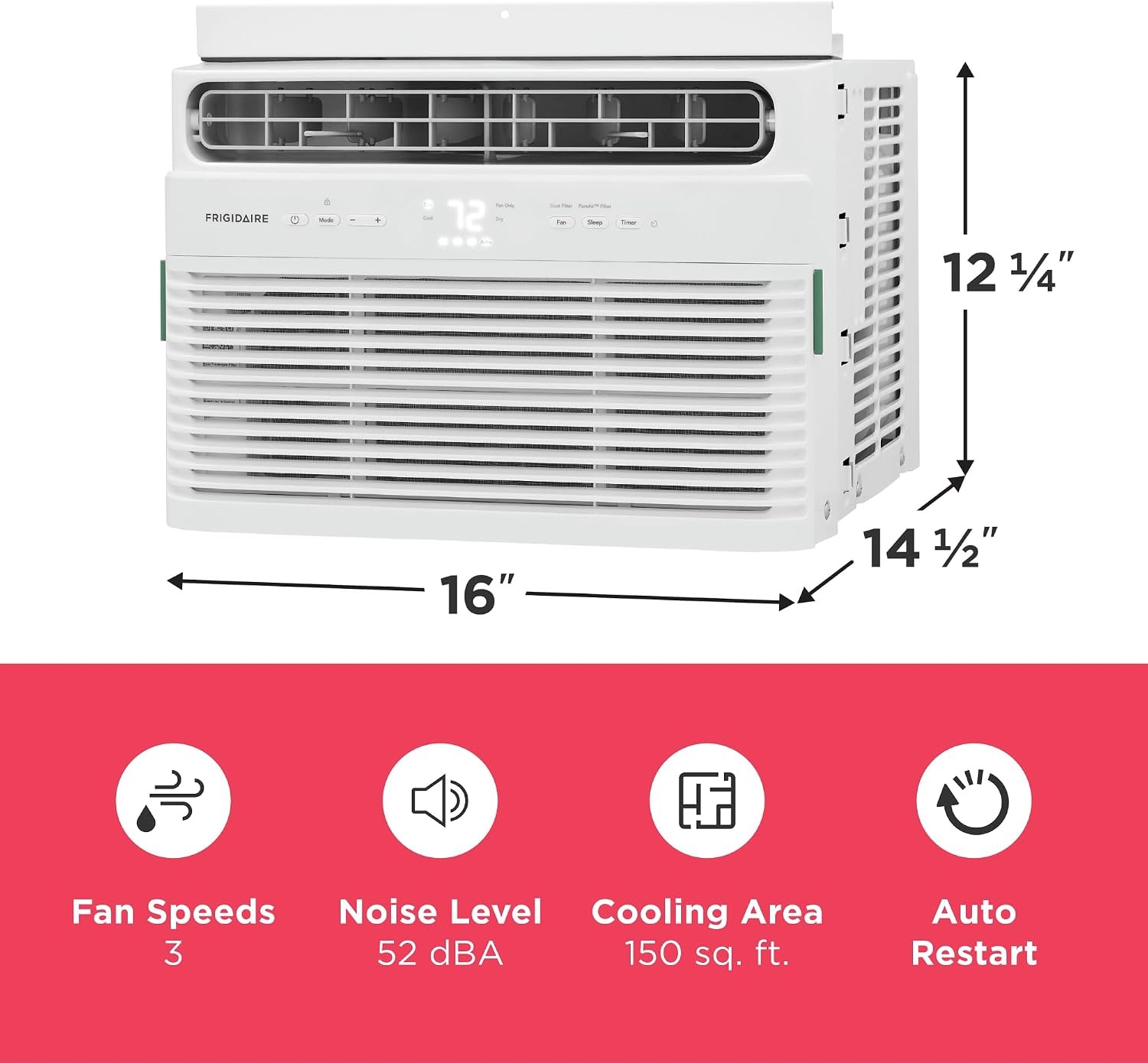 5,000 BTU Window Air Conditioner W/ Remote Control Cools Up to 150 Sq. Ft. Quiet