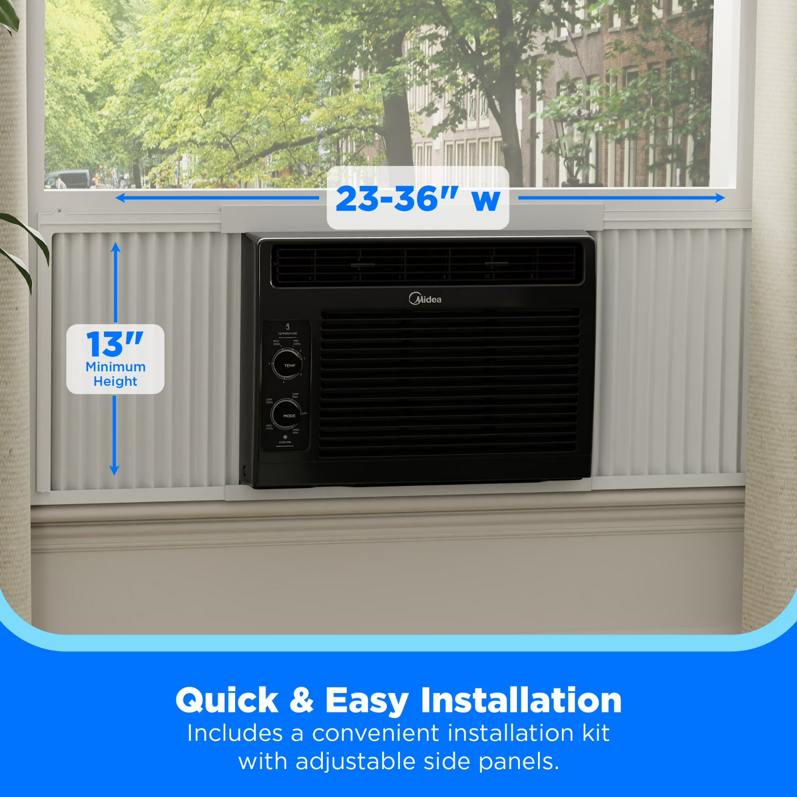 US Midea 5,000 BTU Mechanical Window Air Conditioner, 150 Sq Ft, Black