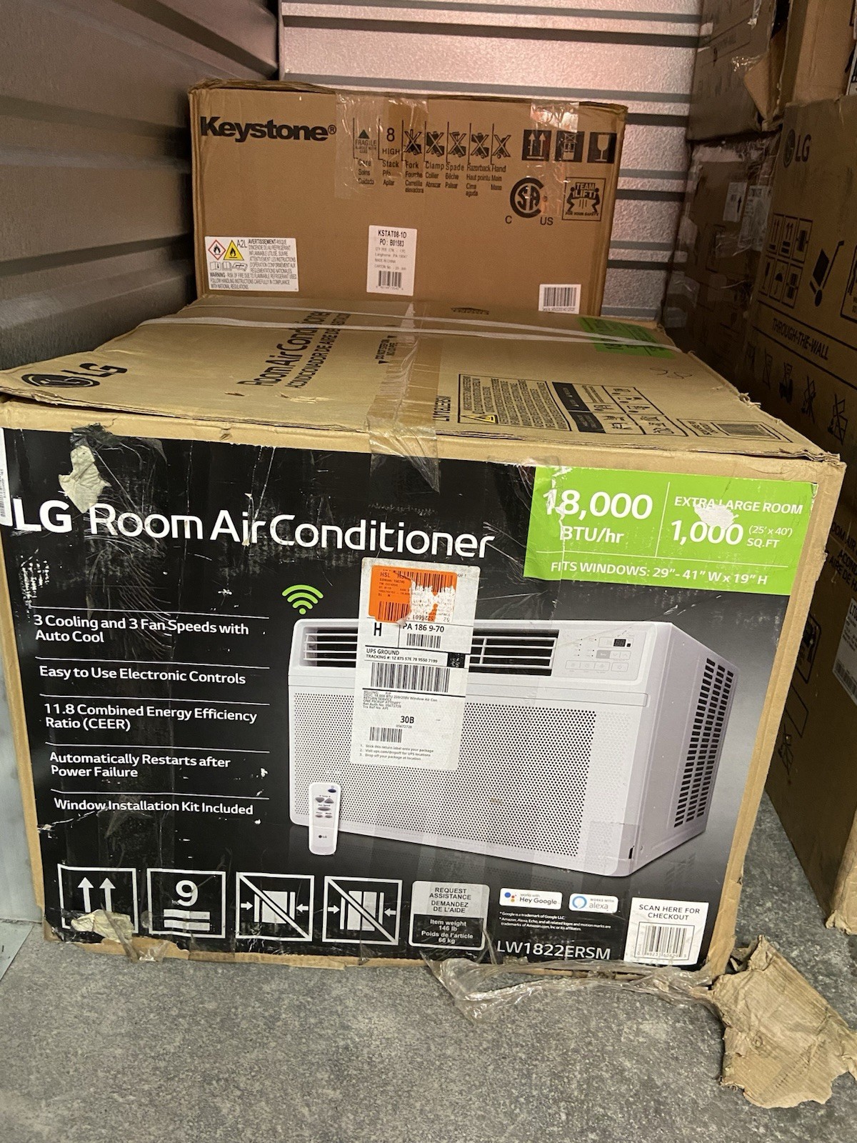 LG 18,000 BTU Window Air Conditioner Remote Digital Display Dehumidifier Wi-Fi