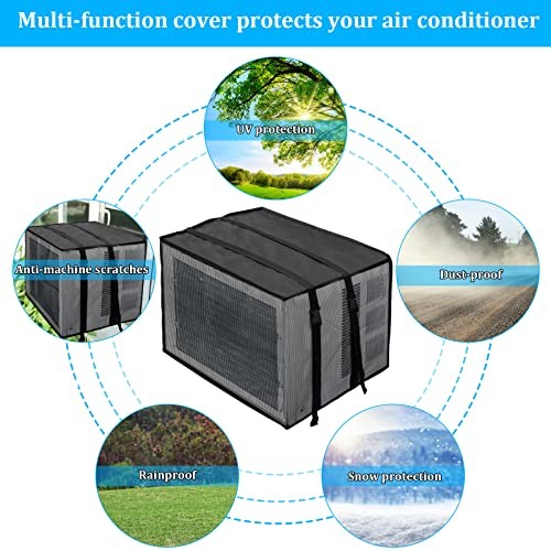 Newest Design Mesh Window Air Conditioner Cover Outdoor, 21WX16DX15H Black