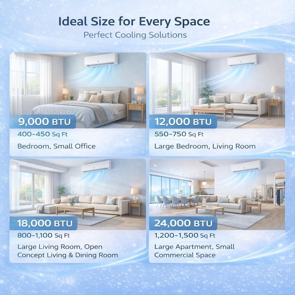 24000 BTU 21 SEER2 Mini Split Air Conditioner & Heat Pump 7 Modes WiFi & Alexa