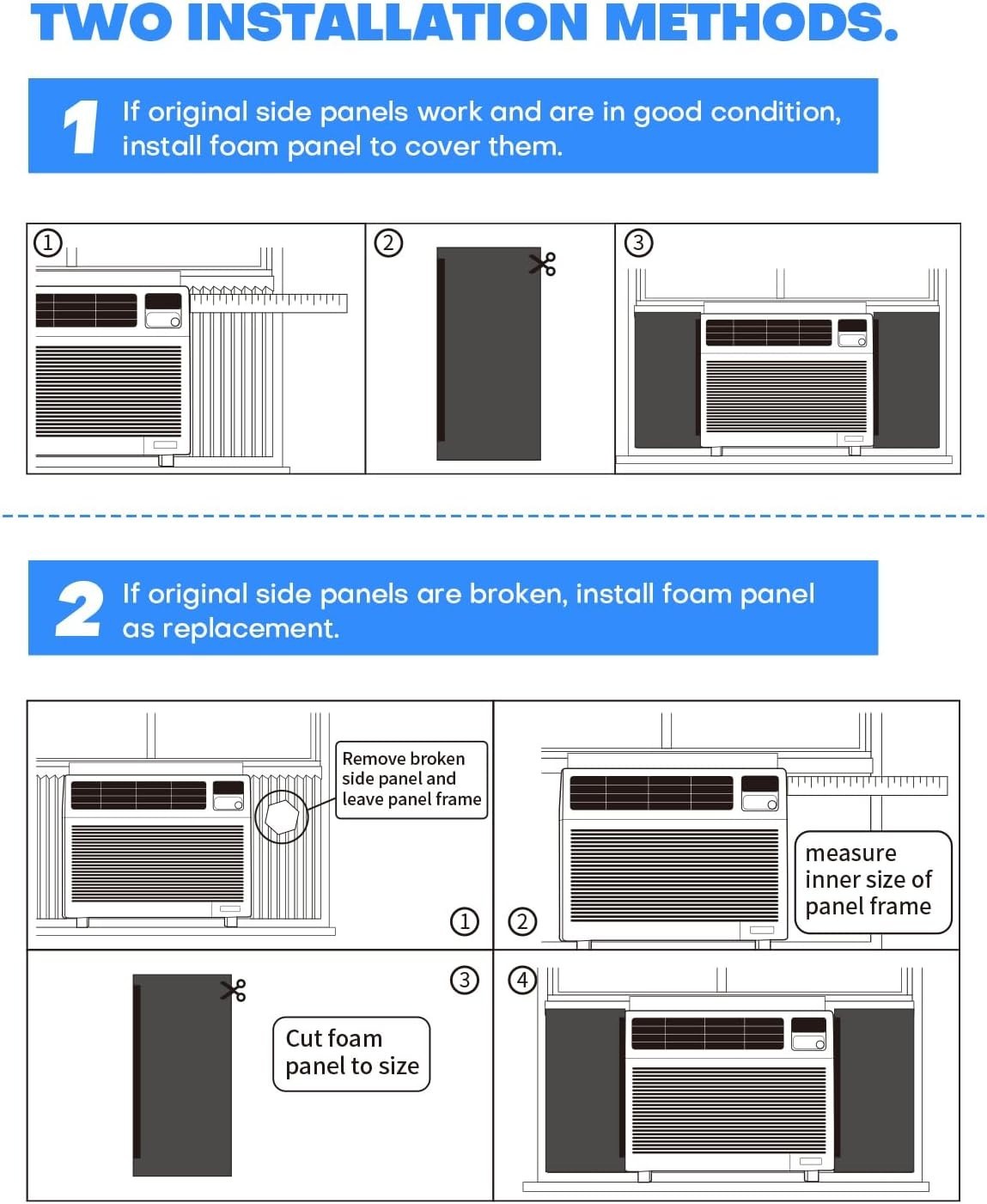 2 Pack Window Air Conditioner Side Panels, Ac Window Seal Kit Window Well Ac …