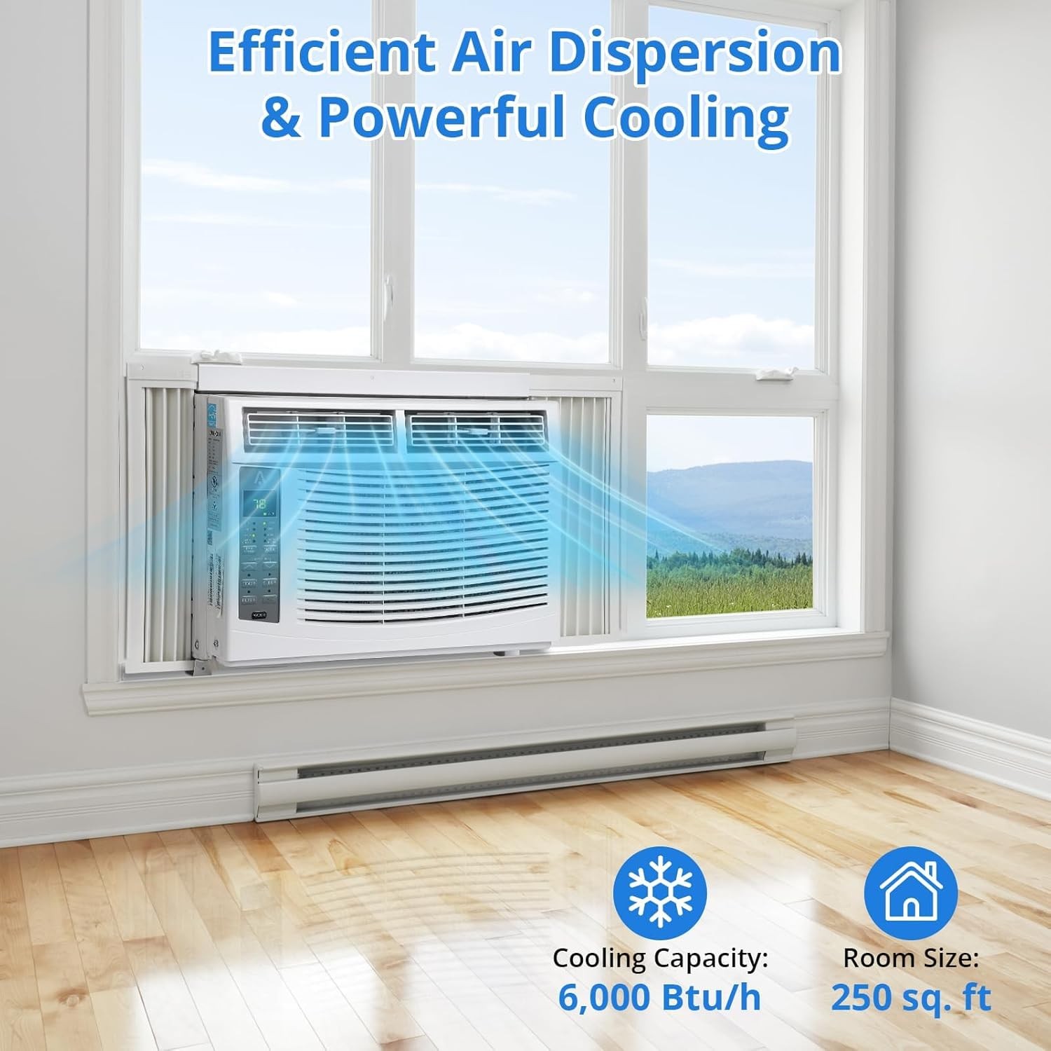 6000 BTU Window Air Conditioner AC Fan Dehumidifie Remote Fast Cooling 250 Sq.Ft
