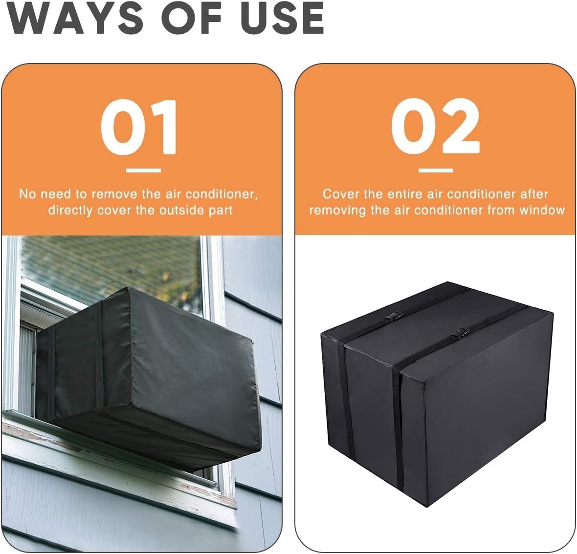 Waterproof Window AC Cover Black 21Wx16Dx15H