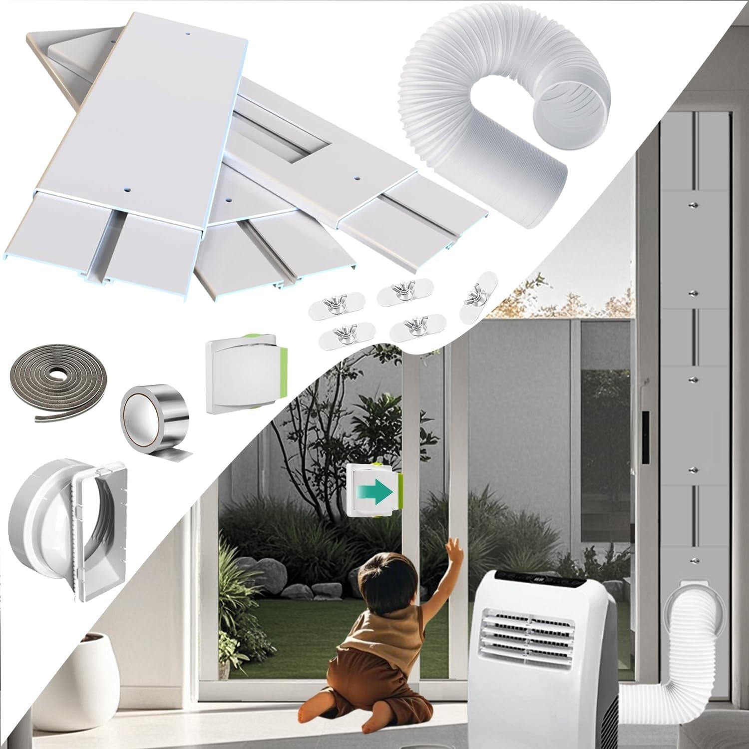 Universal Portable AC Vent Kit – Easy Setup, Security Lock & Weather Stripping