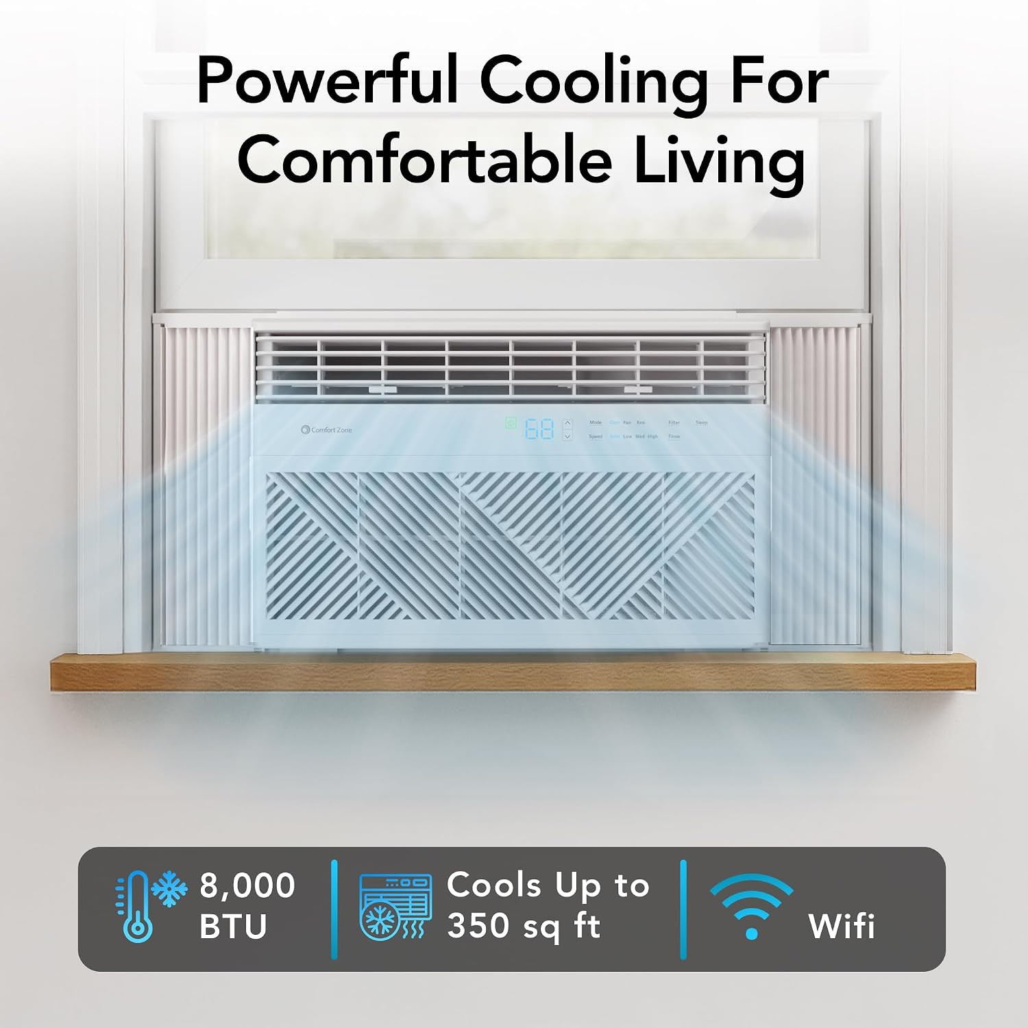 Comfort Zone Window Mounted Smart Wi-Fi Room Air Conditioner with Remote Control