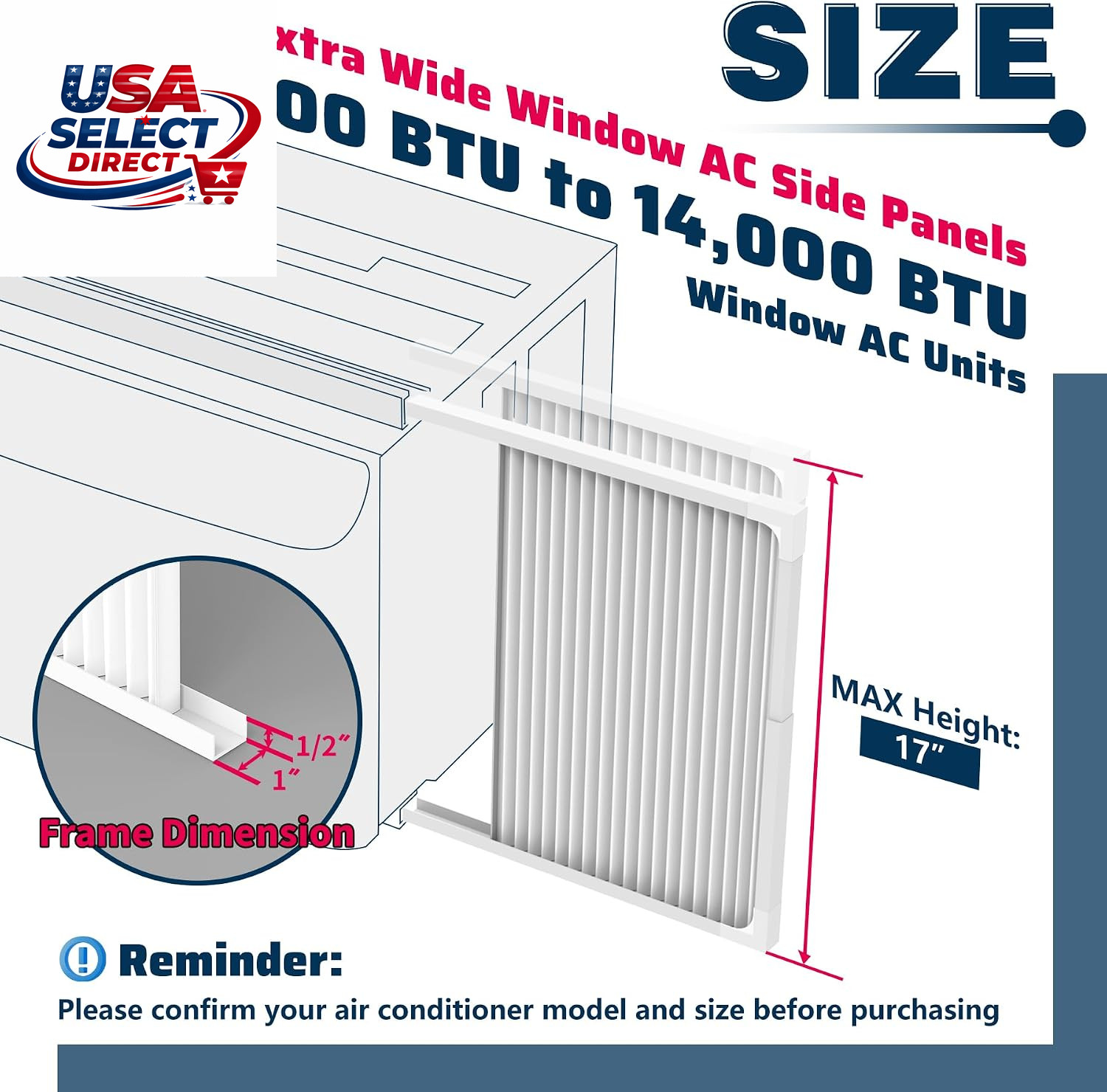 Adjustable Window Air Conditioner Side Panels Frame Set – Extra Wide