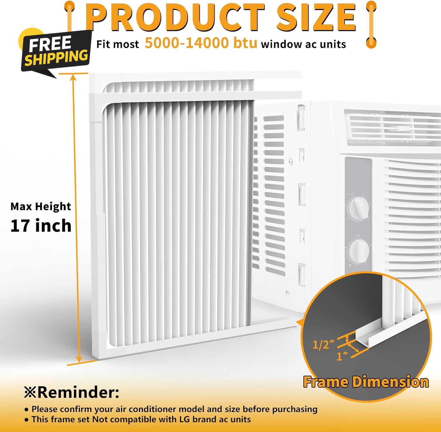 Adjustable Window Air Conditioner and Frame Set Wide Window AC Side Panel