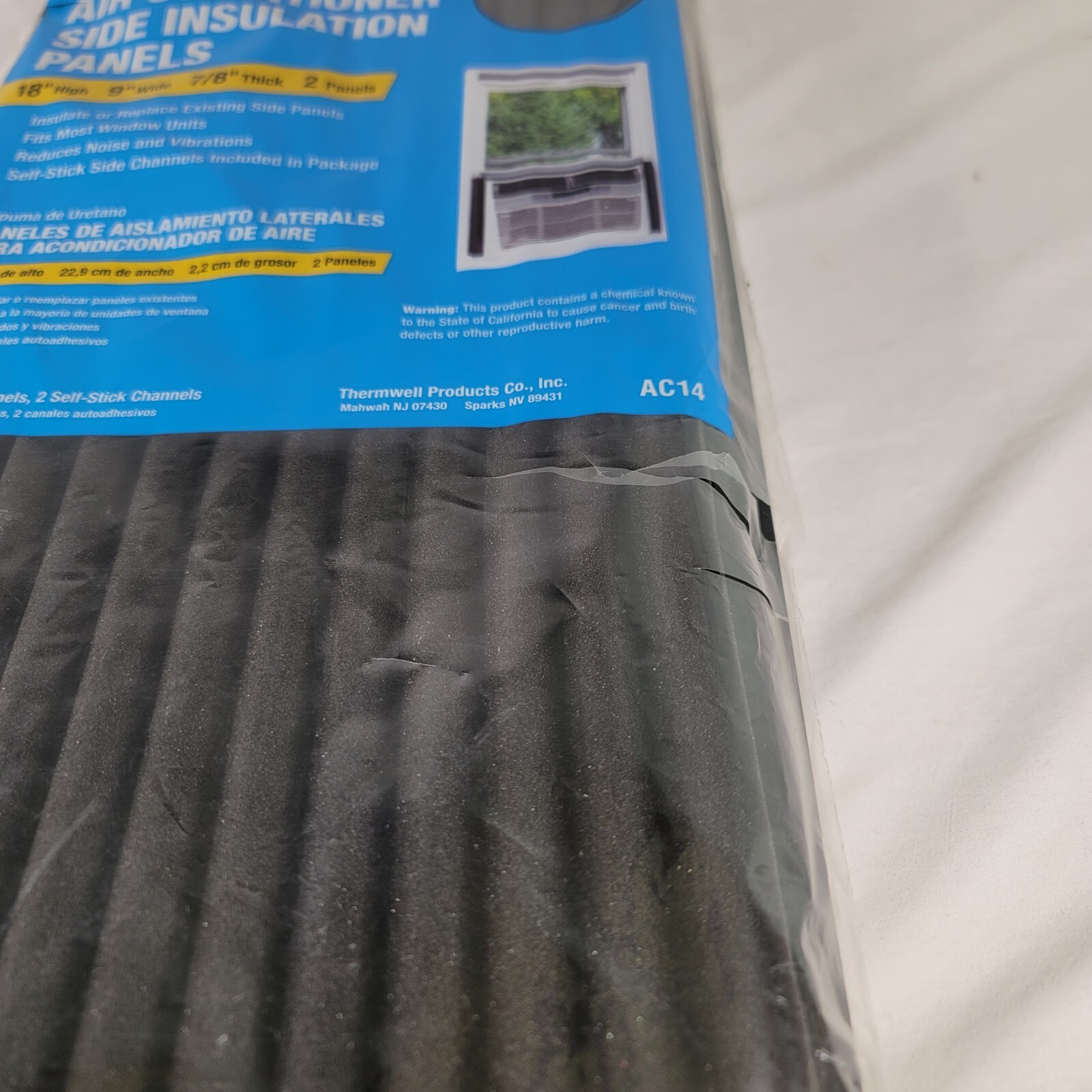 Thermwell Window Air Conditioner Foam Side Panels, 9 x 18 x 7/8-In., 2-Pack