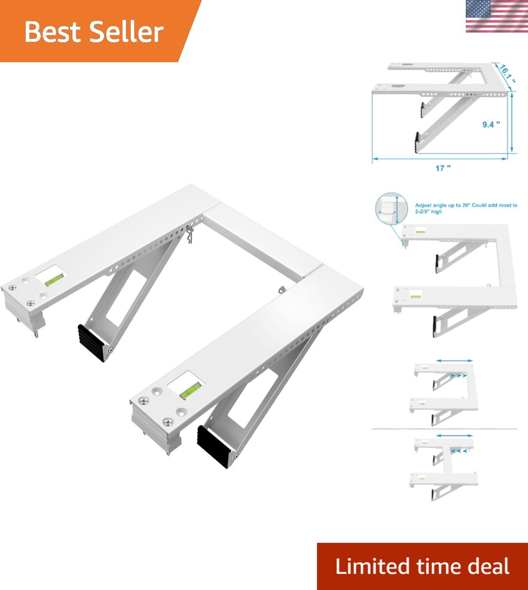 Reliable Wall-Mount AC Bracket – Fits Single & Double Hung Windows with Ease