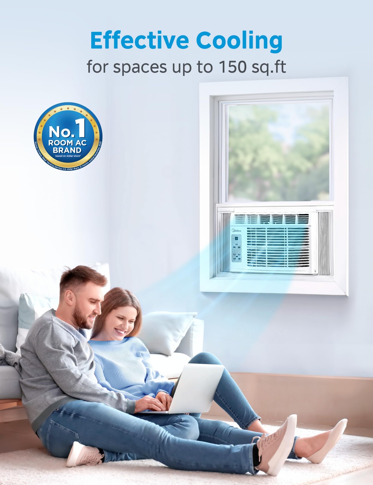 Midea 5,000 BTU Window Air Conditioner, Cools up to 150 Sq. Ft. with EasytoUs…