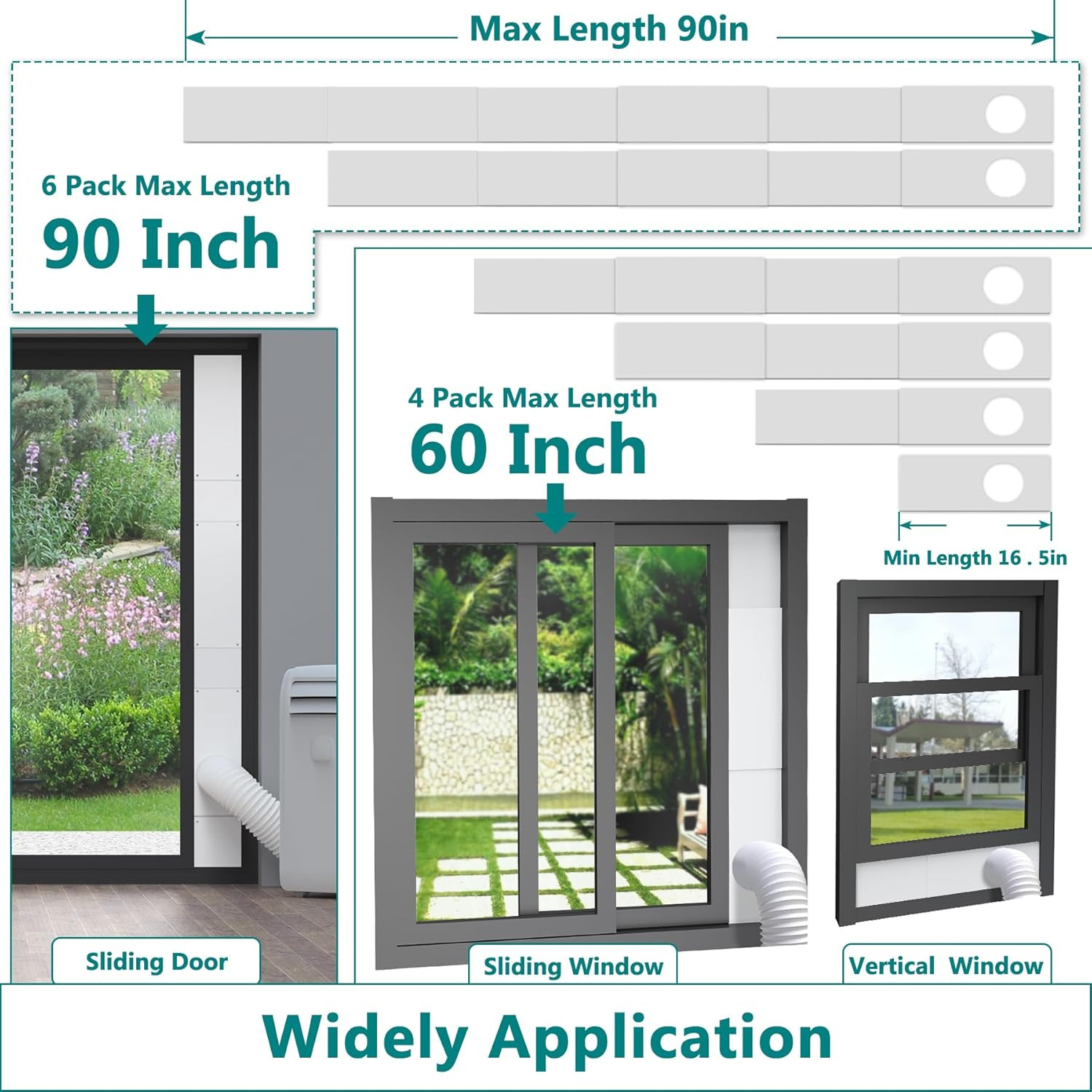 Sliding Door Kit for Portable Air Conditioner,Adjustable Seal Panels for Portabl