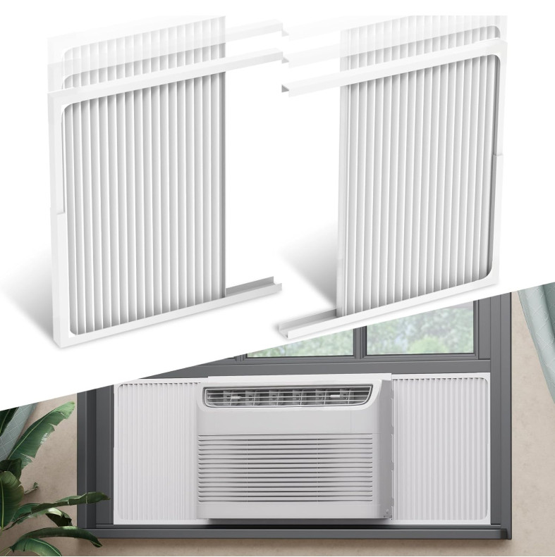 Adjustable Window Air Conditioner Side Panels and Frame Set,Extra Wide Window AC